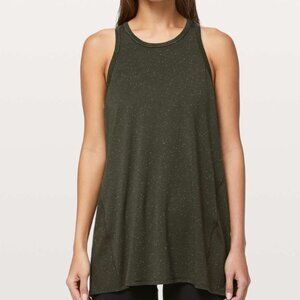Lululemon Womens Goal Up Tie Back Tank Dark Olive White Speckled Size 6